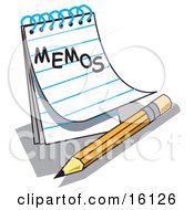 Notepad With Lined Pages With Memos Written On The Front Resting By A Yellow Number Two Pencil With An Eraser