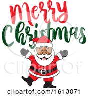 Poster, Art Print Of Happy Dancing Black Santa Claus With A Merry Christmas Greeting