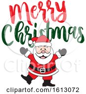 Poster, Art Print Of Happy Dancing White Santa Claus With A Merry Christmas Greeting