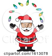 Poster, Art Print Of Happy Black Santa Claus Juggling Christmas Lights