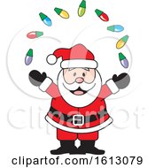 Poster, Art Print Of Happy White Santa Claus Juggling Christmas Lights