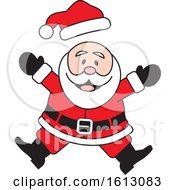 Poster, Art Print Of Happy Jumping White Christmas Santa Claus