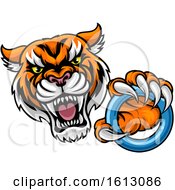 Poster, Art Print Of Vicious Tiger Sports Mascot Grabbing A Ringette Ring