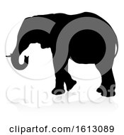 Poster, Art Print Of Elephant Safari Animal Silhouette On A White Background