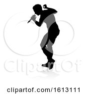 Singer Pop Country Or Rock Star Silhouette On A White Background