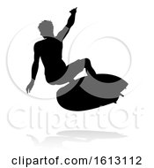 Surfer Silhouette On A White Background by AtStockIllustration