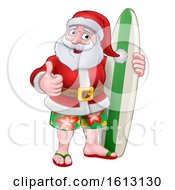 Poster, Art Print Of Santa Claus Surf Christmas Cartoon