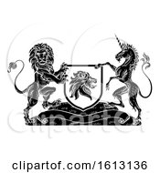 Poster, Art Print Of Crest Heraldic Lion Unicorn Shield Coat Of Arms