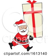 Poster, Art Print Of Happy Black Santa Clause Carrying A Giant Gift