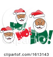 Poster, Art Print Of Black Santa Faces And Ho Ho Ho Text