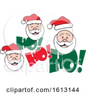 Poster, Art Print Of White Santa Faces And Ho Ho Ho Text