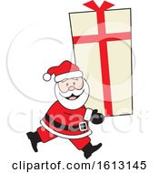 Poster, Art Print Of Happy White Santa Clause Carrying A Giant Gift
