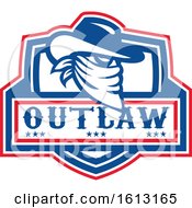 Head Of A Cowboy Outlaw Or Bandit With Covered Face Over Text