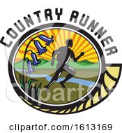 Cross Country Marathon Runner And Bluebell Flowers