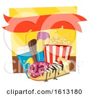 Clipart Of A Popcorn Bucket With Soda And Sweets Royalty Free Vector Illustration by Vector Tradition SM