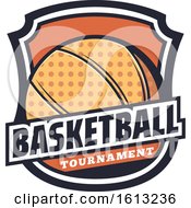 Clipart Of A Basketball Shield Design Royalty Free Vector Illustration