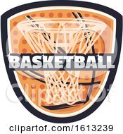 Clipart Of A Basketball Shield Design Royalty Free Vector Illustration