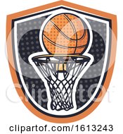 Clipart Of A Basketball Shield Design Royalty Free Vector Illustration