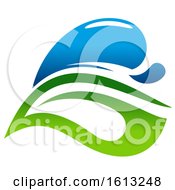 Clipart Of A Green And Blue Water Leaf Organic Natural Design Royalty Free Vector Illustration