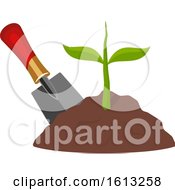 Poster, Art Print Of Hand Shovel And Seedling Plant