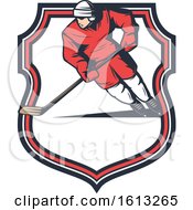Clipart Of A Hockey Sports Shield Design Royalty Free Vector Illustration