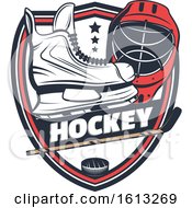 Clipart Of A Hockey Sports Shield Design Royalty Free Vector Illustration