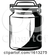 Clipart Of A Black And White Milk Container Royalty Free Vector Illustration