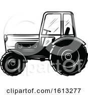 Clipart Of A Black And White Farm Tractor Royalty Free Vector Illustration by Vector Tradition SM
