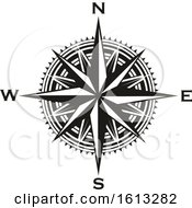 Poster, Art Print Of Black And White Directional Compass Rose