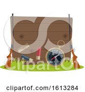 Poster, Art Print Of Wooden Hunting Sign With Gear