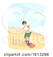 Poster, Art Print Of Teen Boy Sand Boarding Illustration