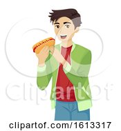 Poster, Art Print Of Teen Guy Hotdog Illustration
