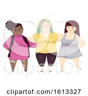 Poster, Art Print Of Girls Fat Positivity Friends Illustration