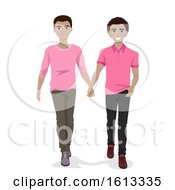 Poster, Art Print Of Teen Gay Couple Hold Hands Illustration