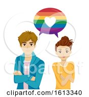 Teens Speech Bubble Rainbow Heart Illustration