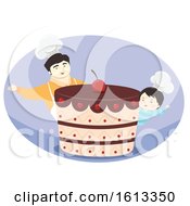 Poster, Art Print Of Kid Boy Father Cake Illustration