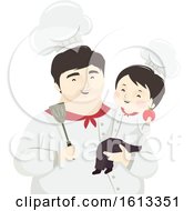 Poster, Art Print Of Kid Boy Father Chef Illustration