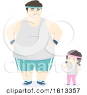 Poster, Art Print Of Kid Girl Father Exercise Outfit Illustration