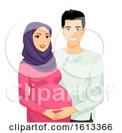 Couple Muslim Pregnant Illustration