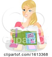 Poster, Art Print Of Girl Mom Baby Book Notes Illustration