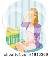 Girl Mom Baby Stress Illustration
