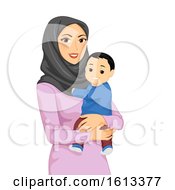 Girl Mom Muslim Baby Illustration