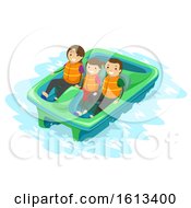 Stickman Family Kid Paddle Boat Illustration