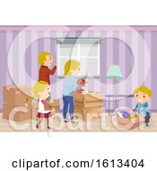 Poster, Art Print Of Stickman Family Moving In Illustration