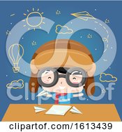 Kid Boy Aviator Paper Plane Illustration