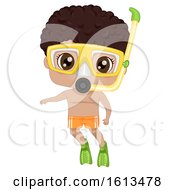 Kid Black Boy Snorkeling Illustration