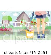 Girl Gardening Illustration