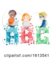 Stickman Kids Pixels Illustration