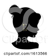 Poster, Art Print Of Silhouette Girl Ear Studs Illustration