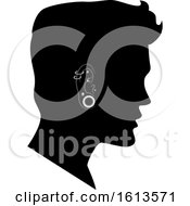 Poster, Art Print Of Silhouette Man Ear Tunnel Studs Illustration